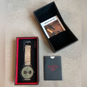 NWT MVMT Blacktop Rallye Sandstone Leather Strap Watch